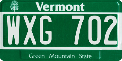 VT license plate WXG702