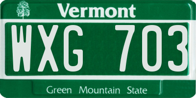 VT license plate WXG703