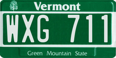 VT license plate WXG711