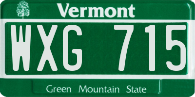 VT license plate WXG715