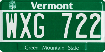 VT license plate WXG722