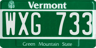 VT license plate WXG733