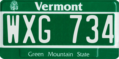 VT license plate WXG734