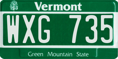 VT license plate WXG735
