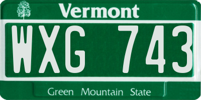 VT license plate WXG743
