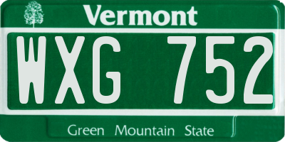 VT license plate WXG752