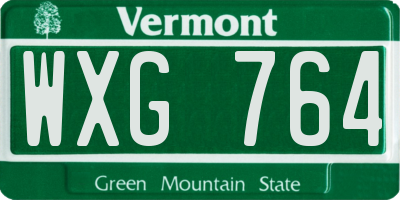 VT license plate WXG764