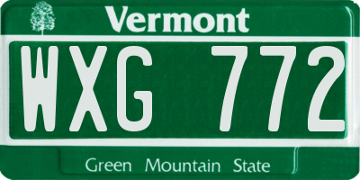 VT license plate WXG772