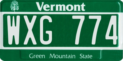 VT license plate WXG774