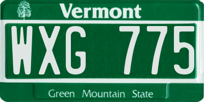 VT license plate WXG775