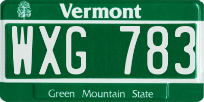 VT license plate WXG783