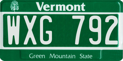 VT license plate WXG792