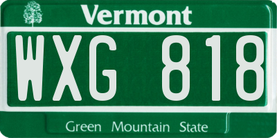 VT license plate WXG818