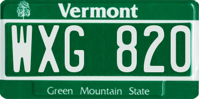 VT license plate WXG820