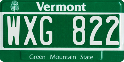 VT license plate WXG822