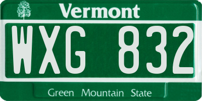 VT license plate WXG832