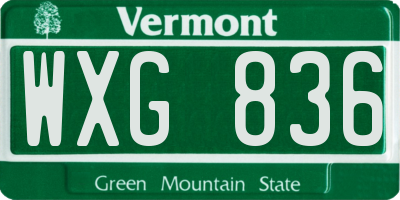 VT license plate WXG836