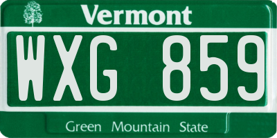 VT license plate WXG859
