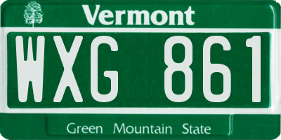 VT license plate WXG861