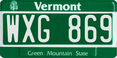 VT license plate WXG869