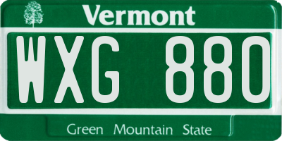 VT license plate WXG880