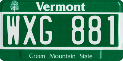 VT license plate WXG881