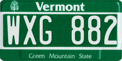 VT license plate WXG882
