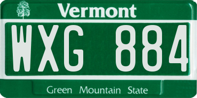 VT license plate WXG884