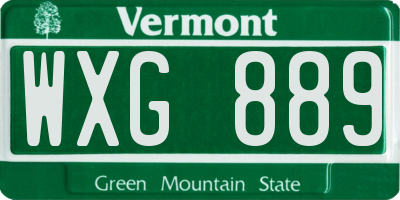 VT license plate WXG889