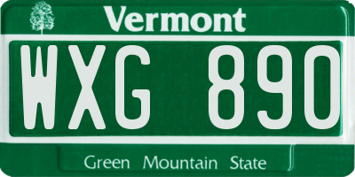 VT license plate WXG890