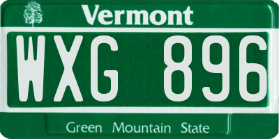 VT license plate WXG896