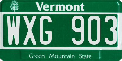 VT license plate WXG903