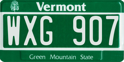 VT license plate WXG907