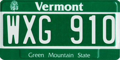 VT license plate WXG910