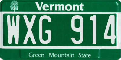 VT license plate WXG914