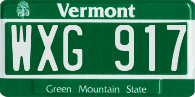 VT license plate WXG917