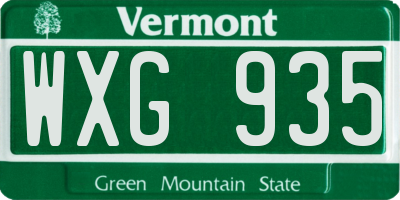 VT license plate WXG935