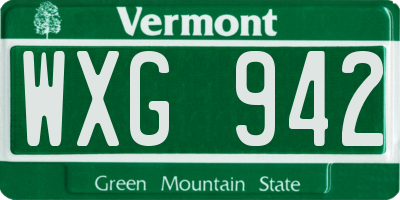 VT license plate WXG942