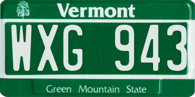 VT license plate WXG943
