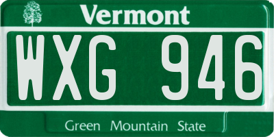 VT license plate WXG946