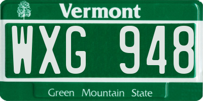 VT license plate WXG948