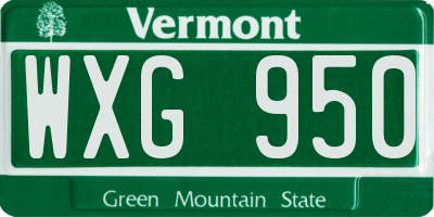 VT license plate WXG950