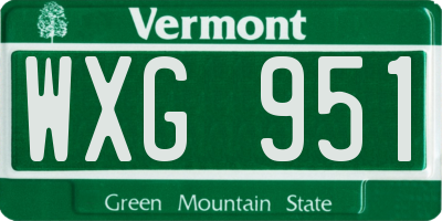 VT license plate WXG951