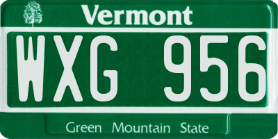 VT license plate WXG956
