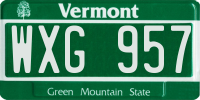 VT license plate WXG957