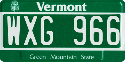 VT license plate WXG966