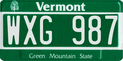 VT license plate WXG987