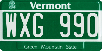 VT license plate WXG990