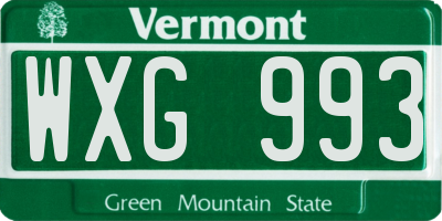 VT license plate WXG993