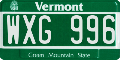 VT license plate WXG996